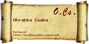 Ohrabka Csaba névjegykártya